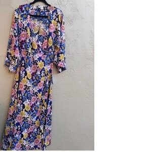 Unique Vintage NEW Womens Floral Wrap Maxi Dress Retro Cottage 70s Whimsical